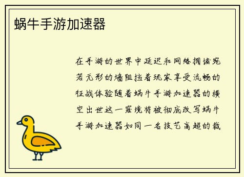 蜗牛手游加速器